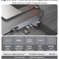 Adaptador HUB Multifuncional Tipo-C 3.1  8 em 1 Yesido (Cinza Escuro) - Image 6