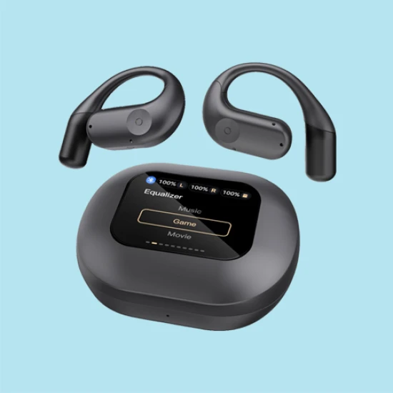 Auriculares Bluetooth Air Conduction ENC TWS e estojo de carregamento com visor, bateria de 60mAh Powerology - Preto - Image 4