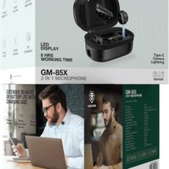 Microfone sem fio Green Lion GM-85X 3 em 1 visor LED 6h entrada USB-C/Lightning/receptor para câmera, redução de ruído - Image 13