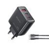 Carregador de rede com cabo USB-C Yesido YC144C, 65 W, 3,25 A, 1 x USB-A - 2 x USB-C, preto