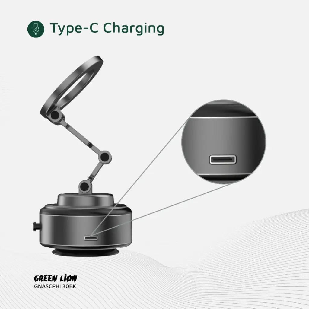 Suporte para celular com ventosa automática Green Lion GX-30 - Preto fosco
