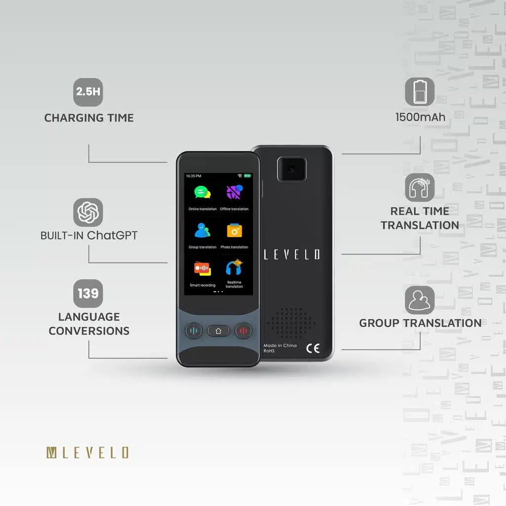 Levelo FluentLink Tradutor de Voz Offline e Online - Cinza - Image 7