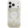 Capa MagSafe Guess com glitter na parte inferior em resina para iPhone 17 Pro dourada (GUHMP17LRGRGED)