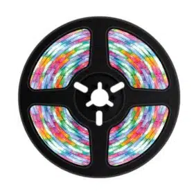 Fita de LED RGB Porodo Blue de 5 metros com sensor de som e controle remoto de 44 teclas.