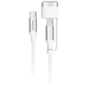 Cabo de carregamento MagSafe 3 2 em 1 Porodo com USB-C para USB-C - Branco