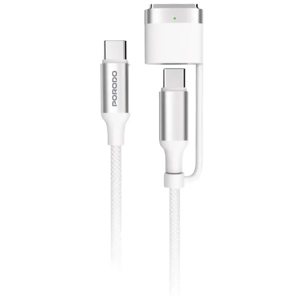 Cabo de carregamento MagSafe 3 2 em 1 Porodo com USB-C para USB-C - Branco