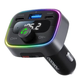 Carregador Inteligente para Carro Porodo com Transmissor FM - Preto