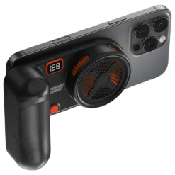 Cooler magnético para celular Porodo Gaming Arcticchill com ventilador ultrassilencioso - Preto/Laranja