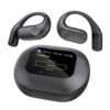 Fones de ouvido Powerology Air Conduction ENC TWS e estojo de carregamento com visor digital, Bluetooth versão 5.3, tela de 2,01", tempo de recarga de 2 horas, bateria de 600 mAh, preto | PWLAU007