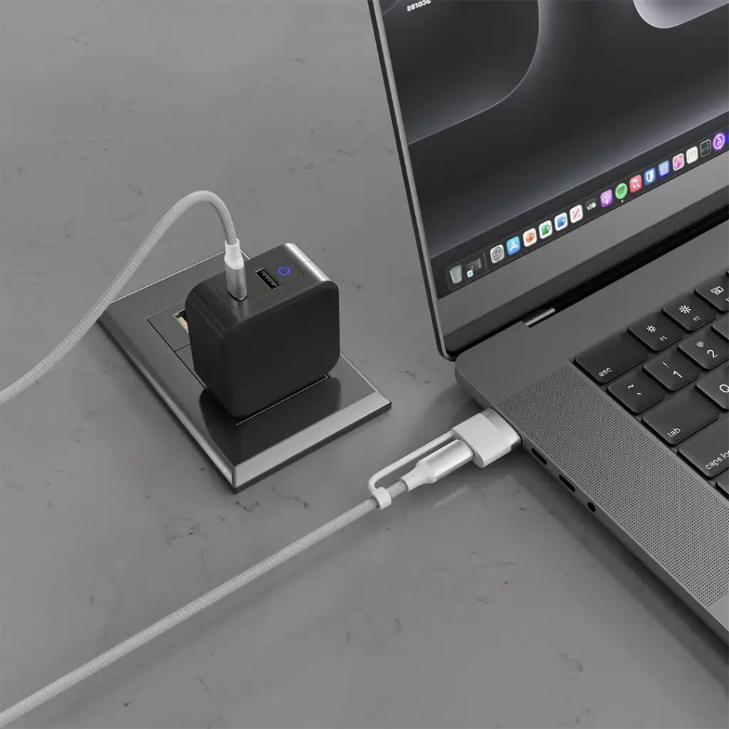 Cabo de carregamento MagSafe 3 2 em 1 Porodo com USB-C para USB-C - Branco