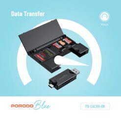 Leitor de cartões 2 em 1 Porodo Blue com suporte para cartões - Image 3