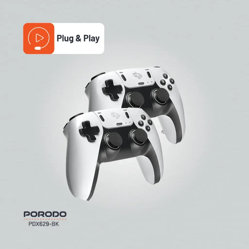Projetor Gaming com mais de 2000 jogos e Wifi Dual band Porodo com controles - Preto - Image 7