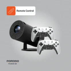 Projetor Gaming com mais de 2000 jogos e Wifi Dual band Porodo com controles - Preto - Image 8