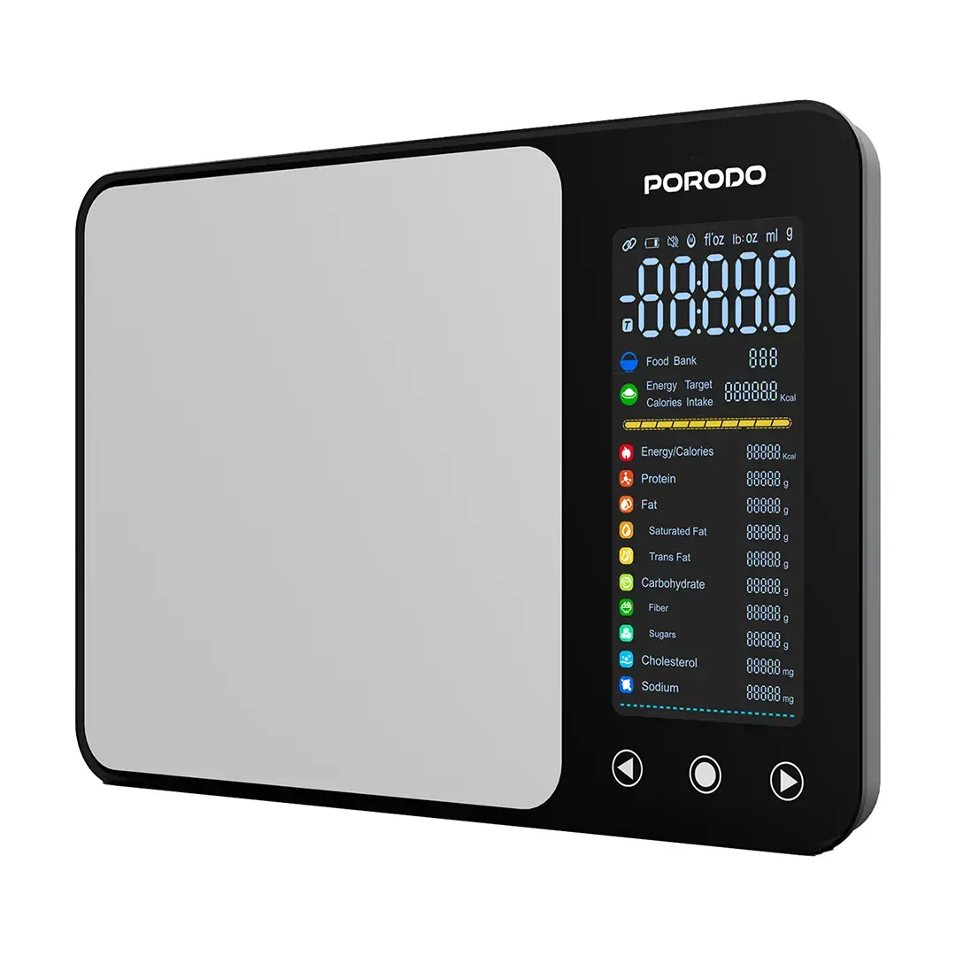 Balança de Cozinha Inteligente Porodo Lifestyle Kalio com Fita Métrica e Calculadora Nutricional - Prata - Image 2