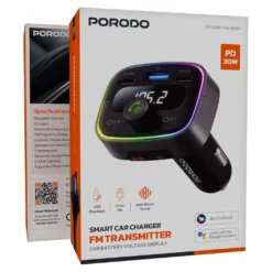 Carregador Inteligente para Carro Porodo com Transmissor FM - Preto