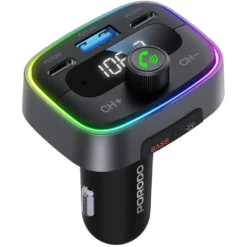 Carregador Inteligente para Carro Porodo com Transmissor FM - Preto
