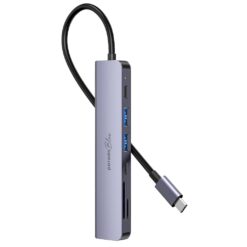 Alternative view of Hub 7 em 1 com HDMI, 2x USB-A, 2x USB-C, SD e MicroSD Porodo Blue