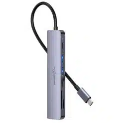 Alternative view of Hub 7 em 1 com HDMI, 2x USB-A, 2x USB-C, SD e MicroSD Porodo Blue