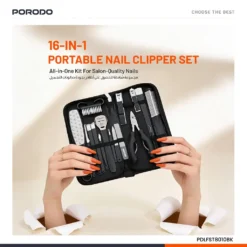 Conjunto de Cortadores de Unhas Portáteis Porodo 16 em 1 para Manicure e Pedicure - Image 4