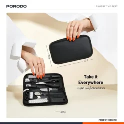 Conjunto de Cortadores de Unhas Portáteis Porodo 16 em 1 para Manicure e Pedicure - Image 5