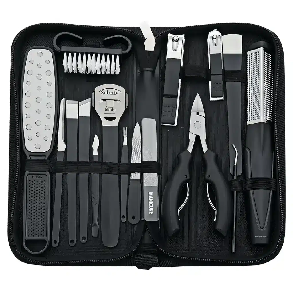 Conjunto de Cortadores de Unhas Portáteis Porodo 16 em 1 para Manicure e Pedicure - Image 3
