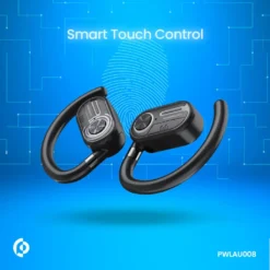 Fones de ouvido Powerology ENC TWS com condução aérea e estojo de carregamento com visor, 40mAh - Preto