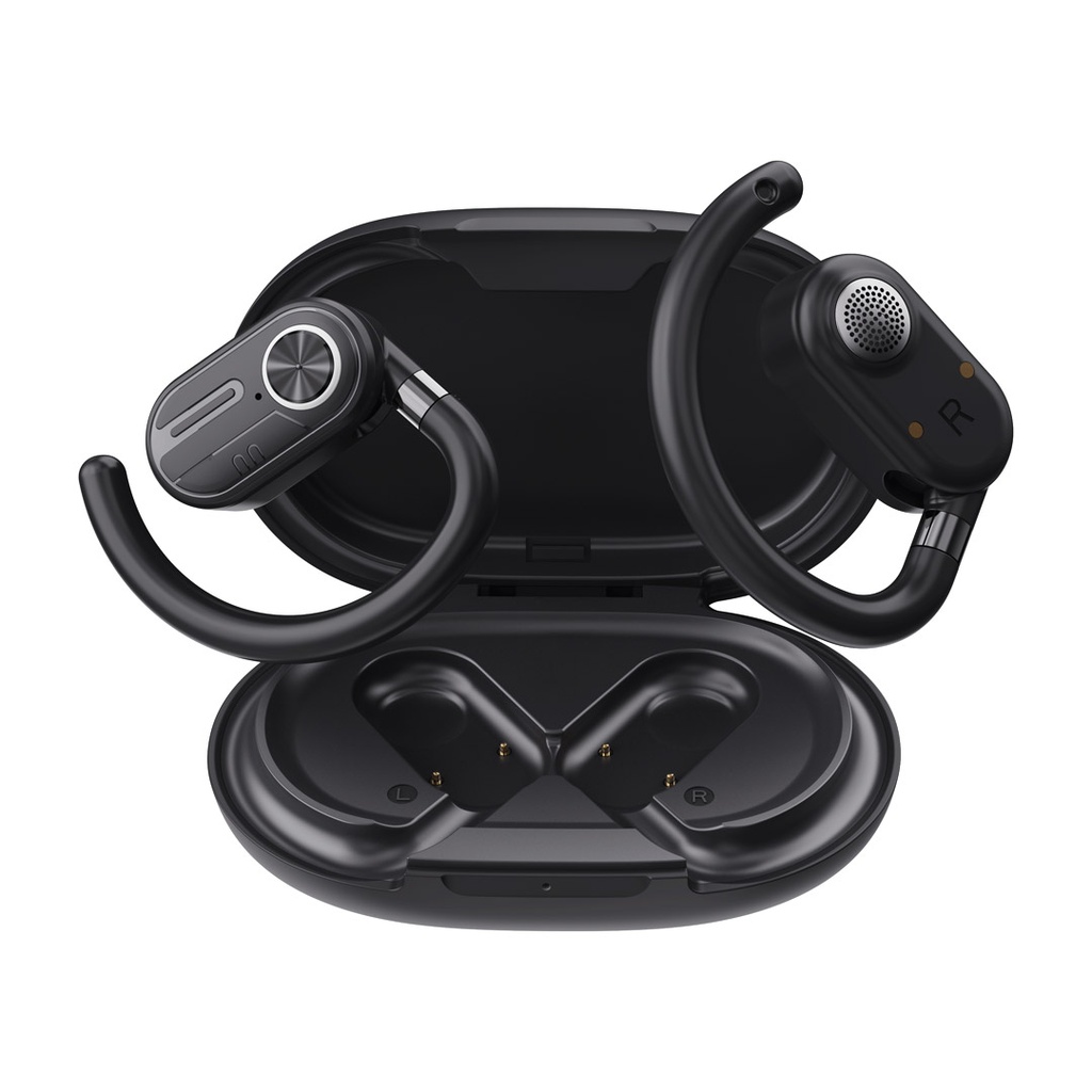 Auriculares ENC TWS com condução aérea e estojo de carregamento com visor, 40mAh Powerology - Preto - Image 4