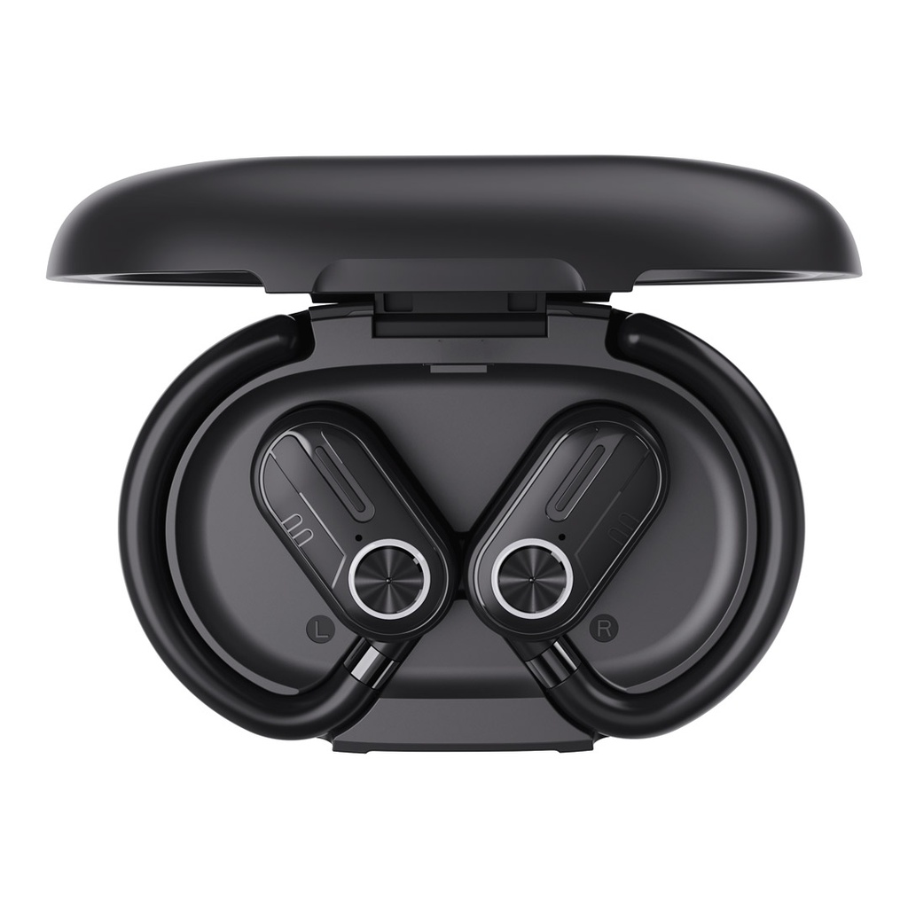 Auriculares ENC TWS com condução aérea e estojo de carregamento com visor, 40mAh Powerology - Preto - Image 2