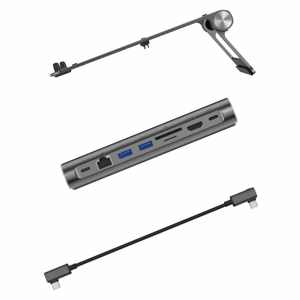 Suporte para laptop hub 8 em 1 estação de acoplamento USB-C WiWU - Preto - Image 2