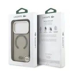 Capa Lacoste MagSafe transparente em TPU+PC com acabamento fosco para iPhone 17 Pro Max - Cinza Oliva - Image 4
