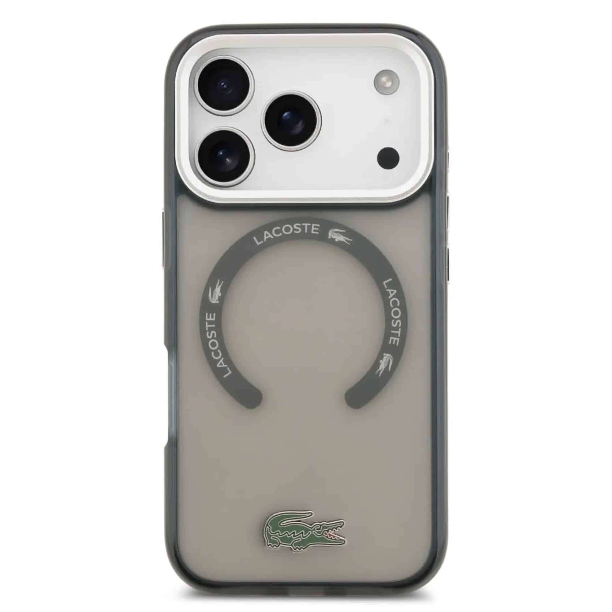 Capa Lacoste MagSafe transparente em TPU+PC com acabamento fosco para iPhone 17 Pro Max - Cinza Oliva - Image 3