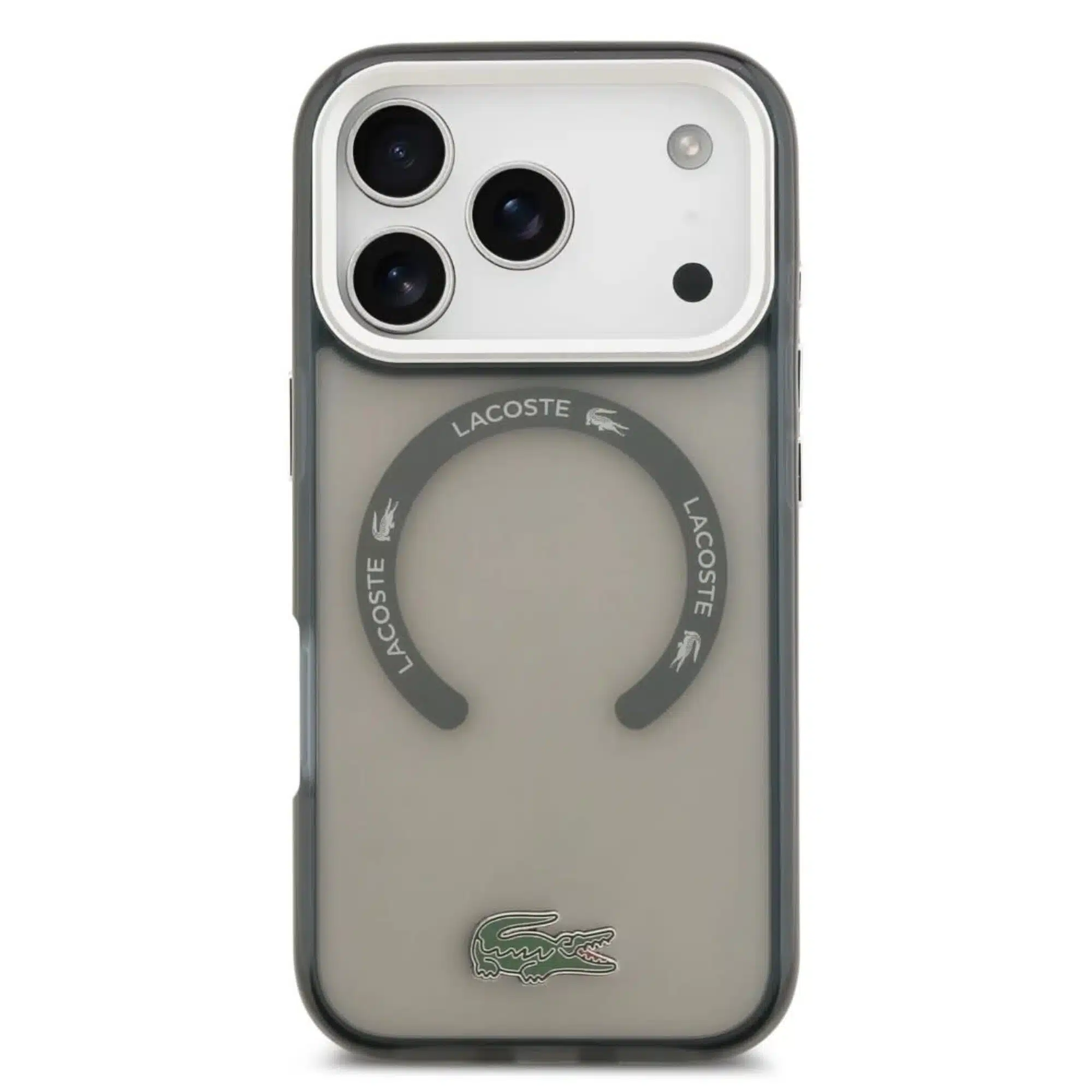 Capa Lacoste MagSafe transparente em TPU+PC com acabamento fosco para iPhone 17 Pro Max - Cinza Oliva - Image 3