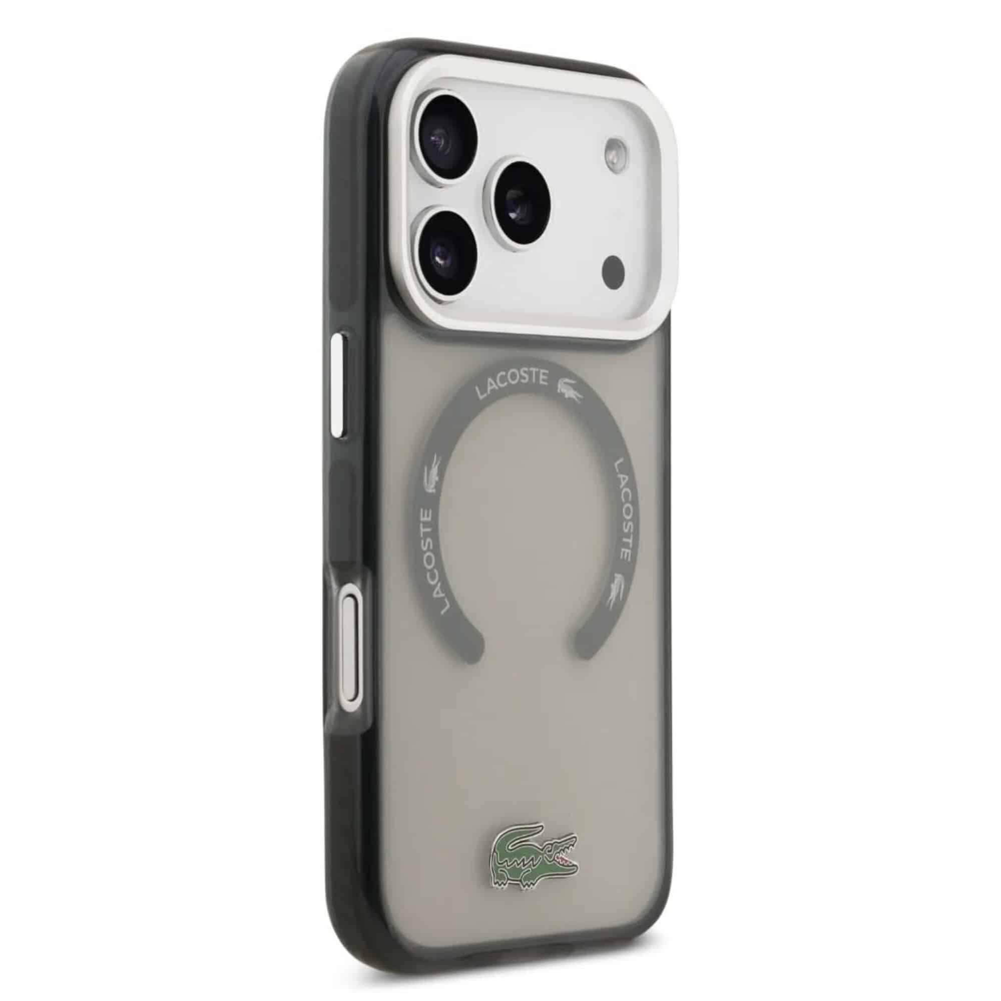 Capa Lacoste MagSafe transparente em TPU+PC com acabamento fosco para iPhone 17 Pro Max - Cinza Oliva - Image 5