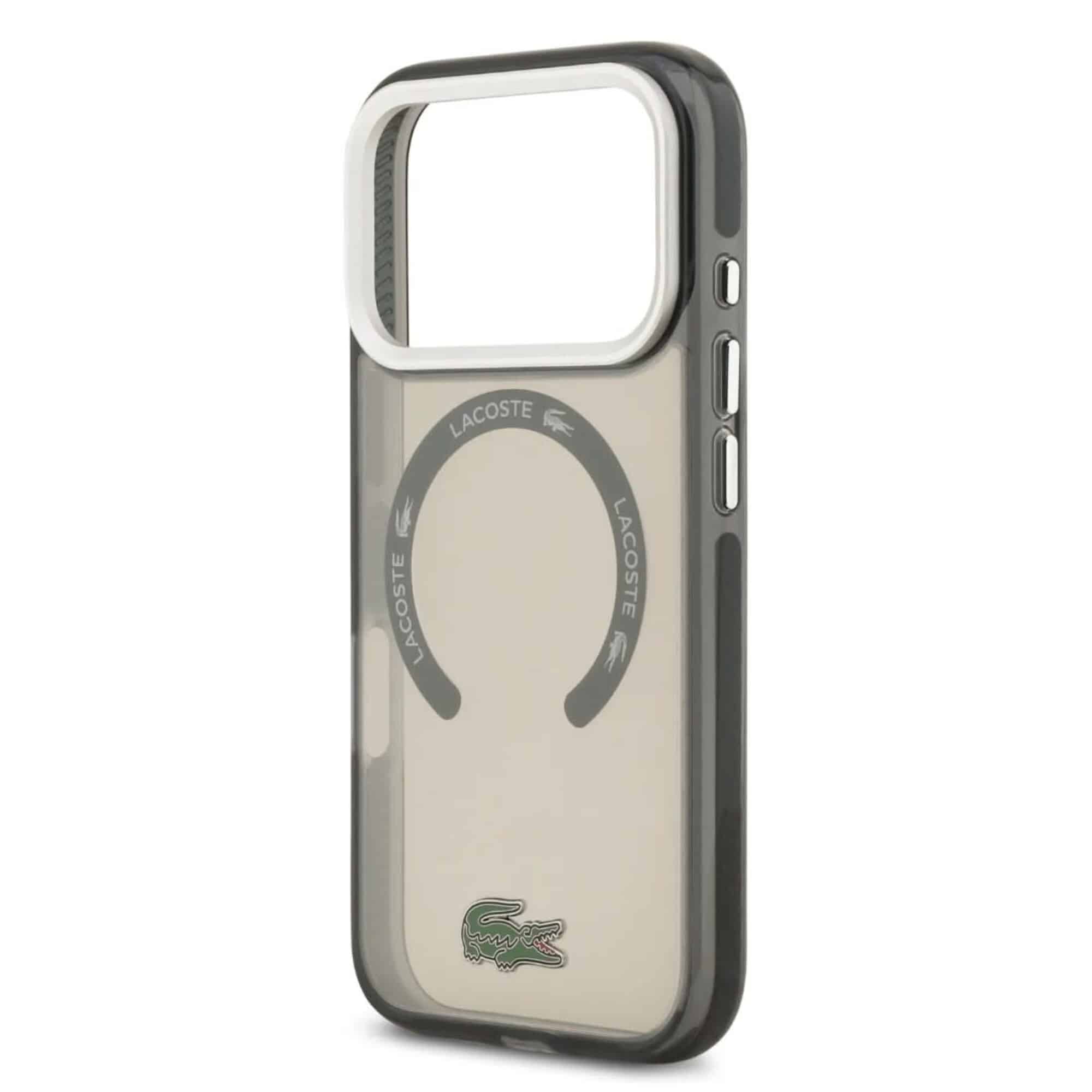 Capa Lacoste MagSafe transparente em TPU+PC com acabamento fosco para iPhone 17 Pro Max - Cinza Oliva - Image 2