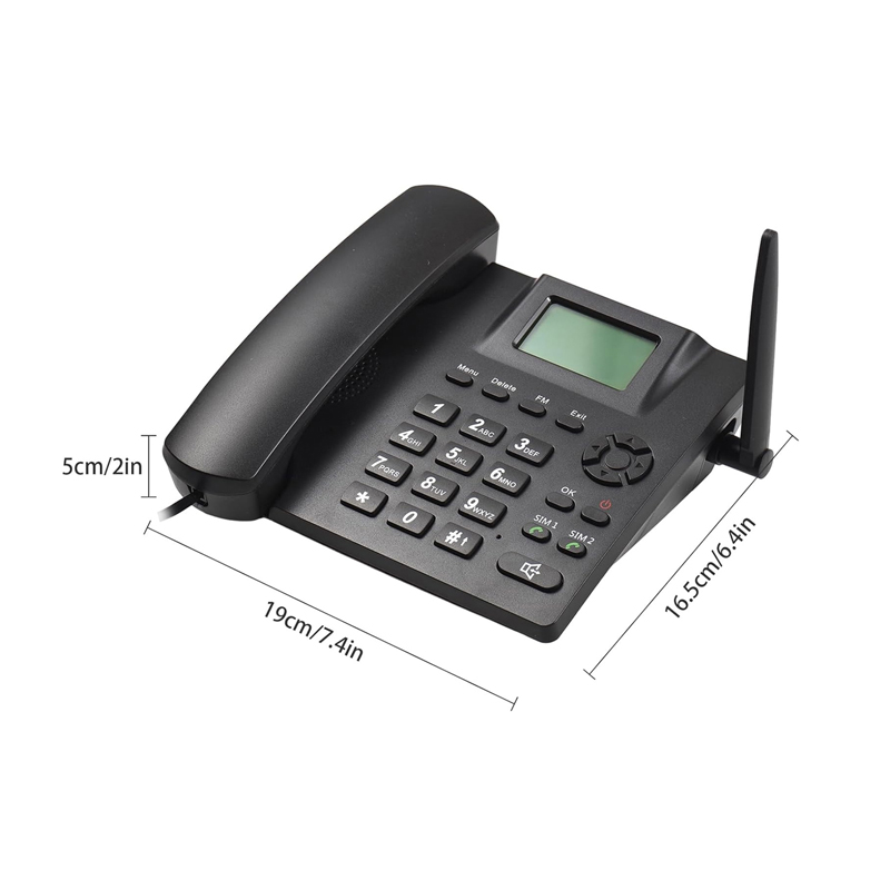 Telefone Fixo Sem Fio GSM de Mesa com Cartão SIM Duplo DDK 995+ - Preto - Image 2