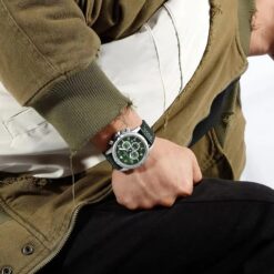 Alternative view of Relógio Masculino com Cronógrafo, Múltiplos Mostradores com Pulseira de Couro NF8077 - Verde (Original)