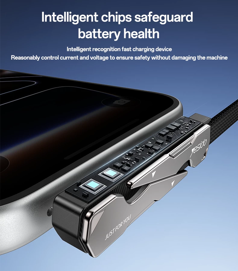Cabo de carregamento rápido YESIDO USB-C para lightning de 60W com suporte dobrável - Image 3