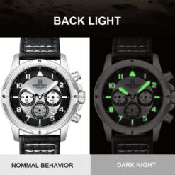 Relógio Masculino com Cronógrafo, Múltiplos Mostradores com Pulseira de Couro NF8077 - Preto (Original) - Image 8
