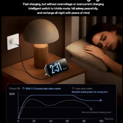 Alternative view of Cabo de carregamento rápido YESIDO USB-C para lightning de 60W com suporte dobrável