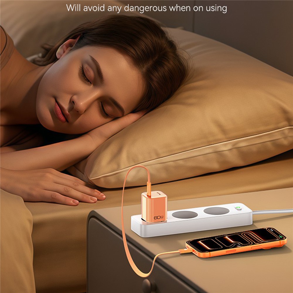 Carregador USB C Gan YC117 de 60W com cabo USB C Yesido - Laranja - Imagem 11