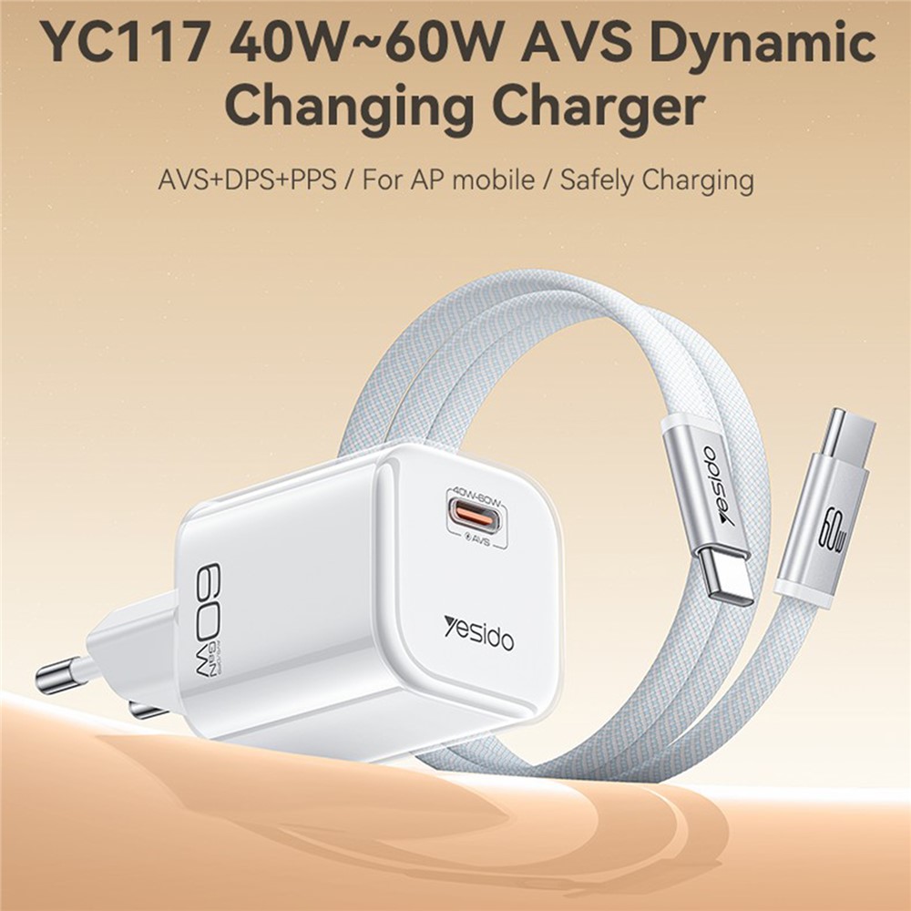 Carregador USB C Gan YC117 de 60W com cabo USB C Yesido - Laranja - Imagem 8