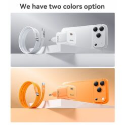 Carregador USB C Gan YC117 de 60W com cabo USB C Yesido - Laranja - Imagem 6
