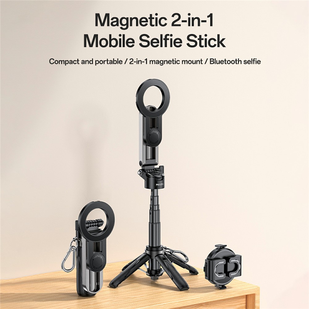 MINI Tripé Bastão de Selfie com Suporte Magnético para Celular e Controle Remoto para Viagens/Vlogs YESIDO SF31 - Image 2