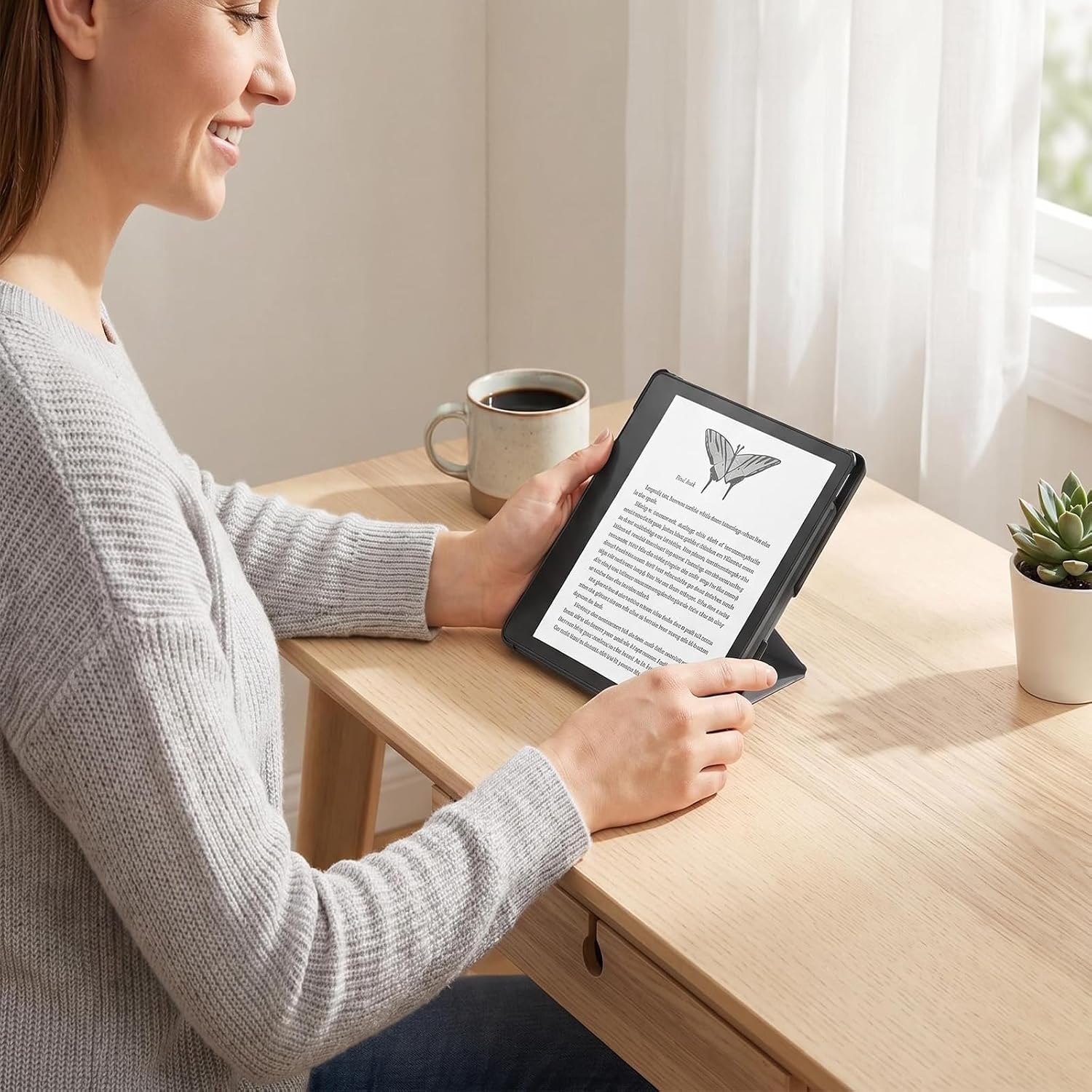 Capa para Kindle Scribe de 10,2" em couro PU com função de ativação/desativação automática- Cinza - Image 6