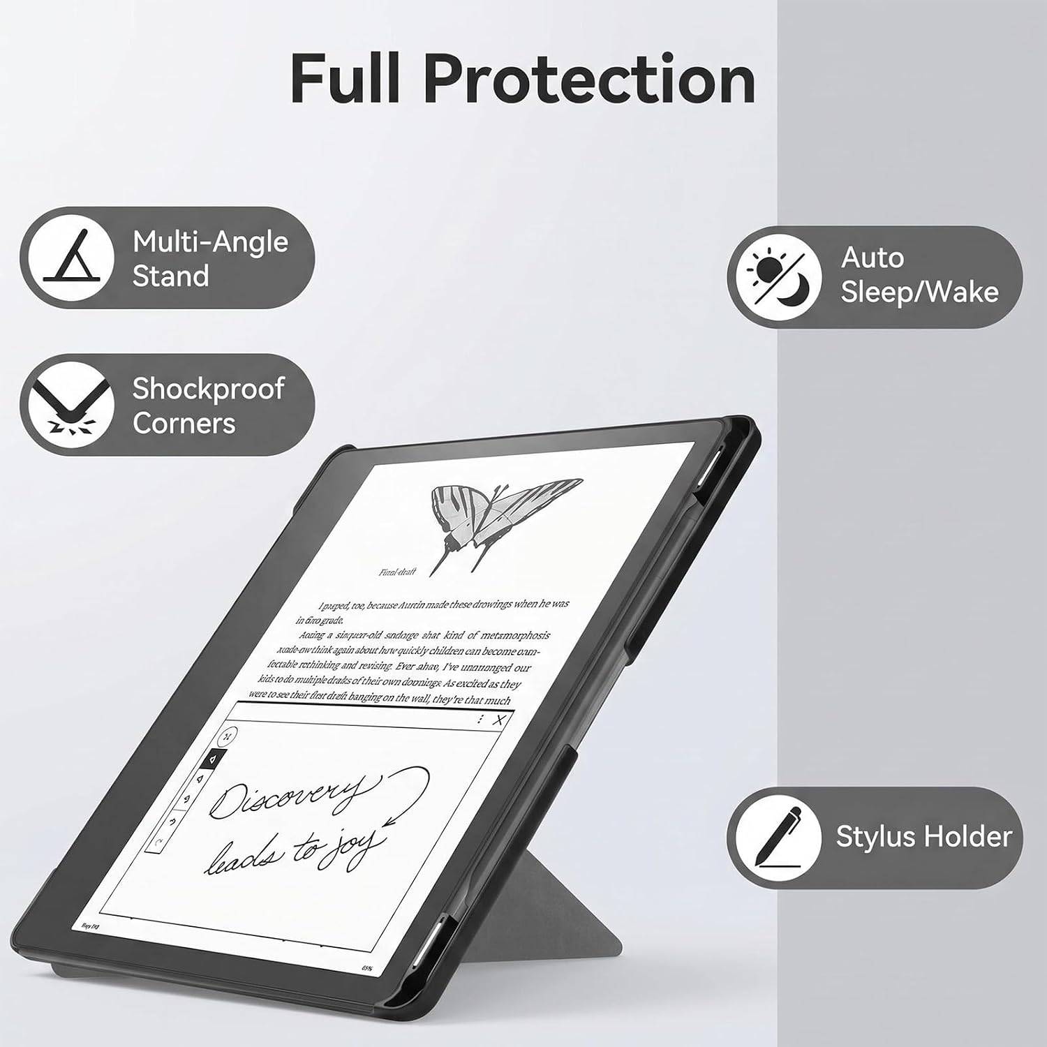 Capa para Kindle Scribe de 10,2" em couro PU com função de ativação/desativação automática- Cinza - Image 3