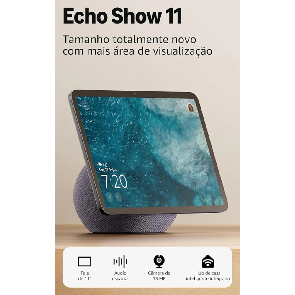 Amazon Alexa Assistente Virtual Echo Show 11 (2026) – Tela HD de 11" com áudio espacial e Alexa - Branco Glaciar - Image 10