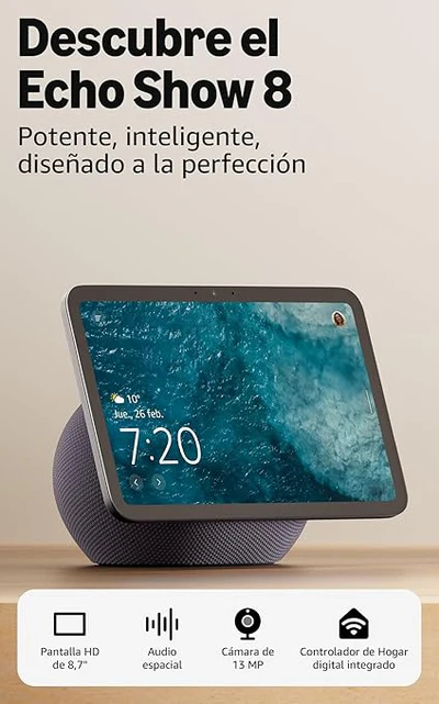 Amazon Alexa Assistente Virtual Echo Show 8 (2026) – Tela HD de 8,7" com áudio espacial e Alexa - Graphite - Image 3