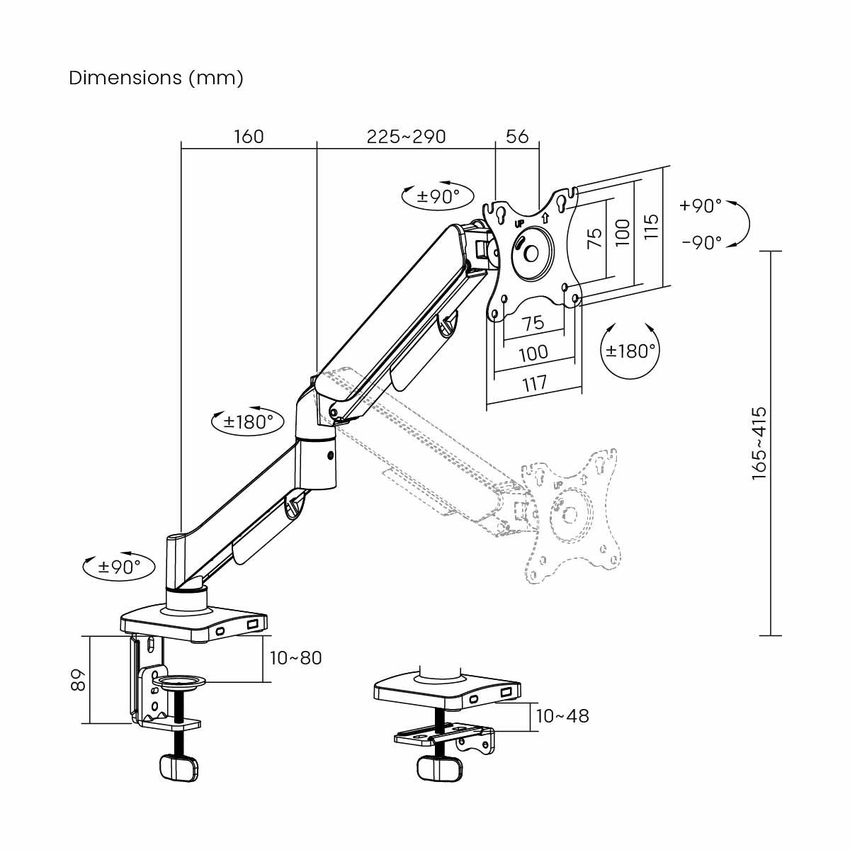 Suporte / Braço mecânico para monitor super econômico com mola de 17"-32" - Image 4