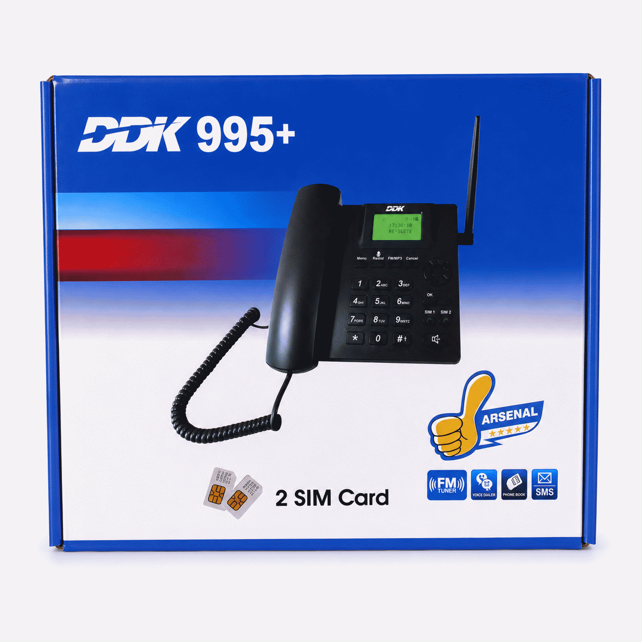 Telefone Fixo Sem Fio GSM de Mesa com Cartão SIM Duplo DDK 995+ - Preto - Image 4