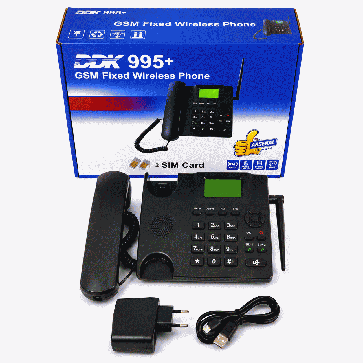 Telefone Fixo Sem Fio GSM de Mesa com Cartão SIM Duplo DDK 995+ - Preto - Image 3